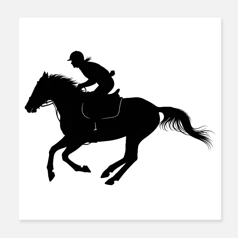 Cheval Élégant Silhouette Noire Poster 20 x 20 cm