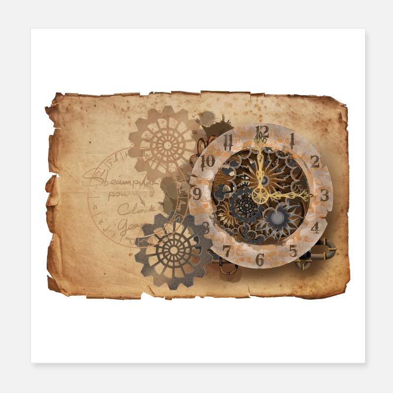 Mécanisme d'horlogerie Steampunk Poster 20 x 20 cm