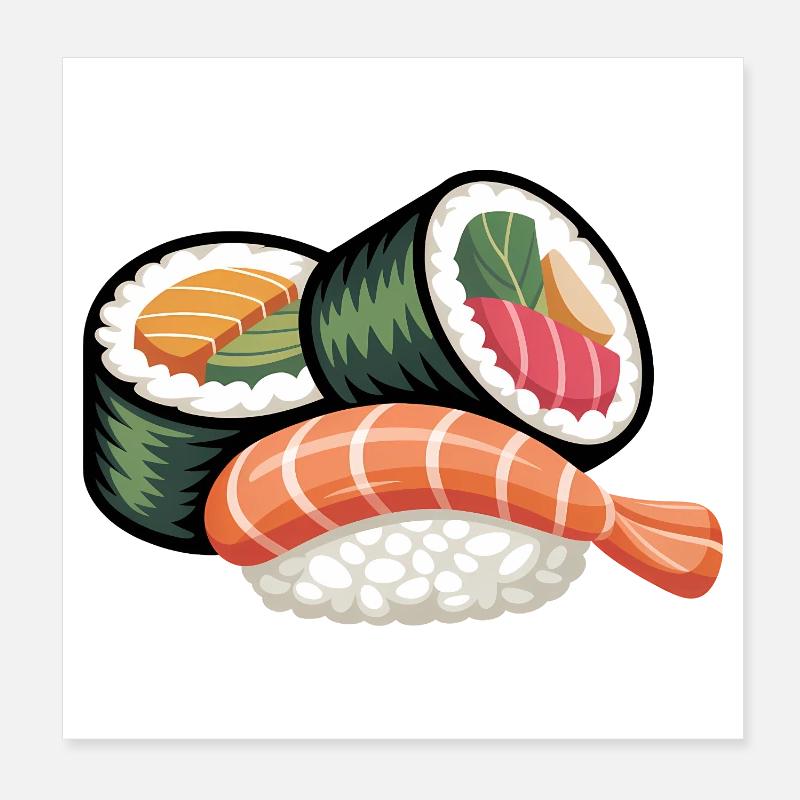 Simple Sushi Roll Poster 8" x 8" (20x20 cm)