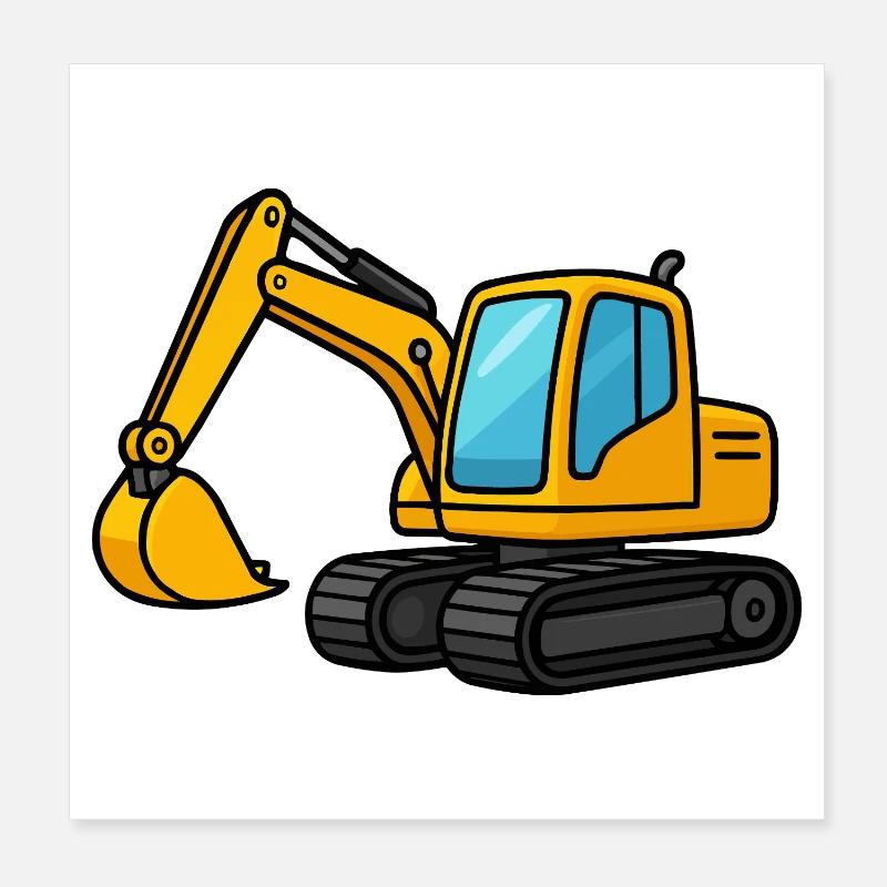 Miniature excavator illustration Poster 8" x 8" (20x20 cm)