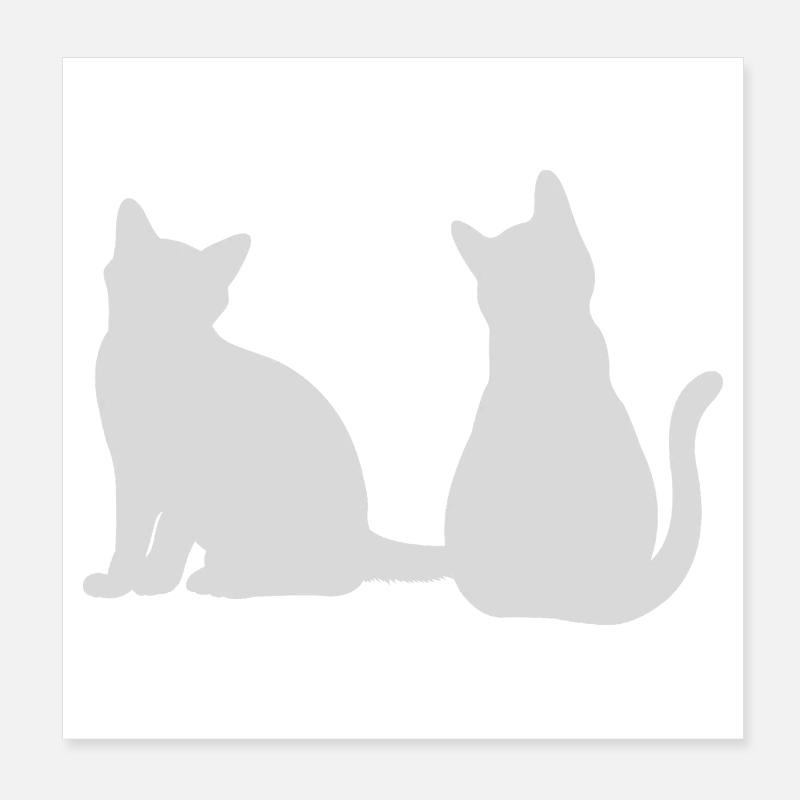 Cats Back to Back Design Poster 8" x 8" (20x20 cm)