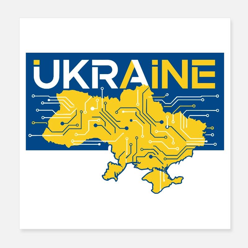 Circuit Ukraine Map Poster 8" x 8" (20x20 cm)