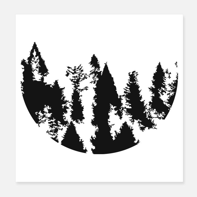Silhouette de cercle de forêt Poster 20 x 20 cm
