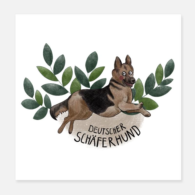 German Shepherd Botanika Poster 8" x 8" (20x20 cm)