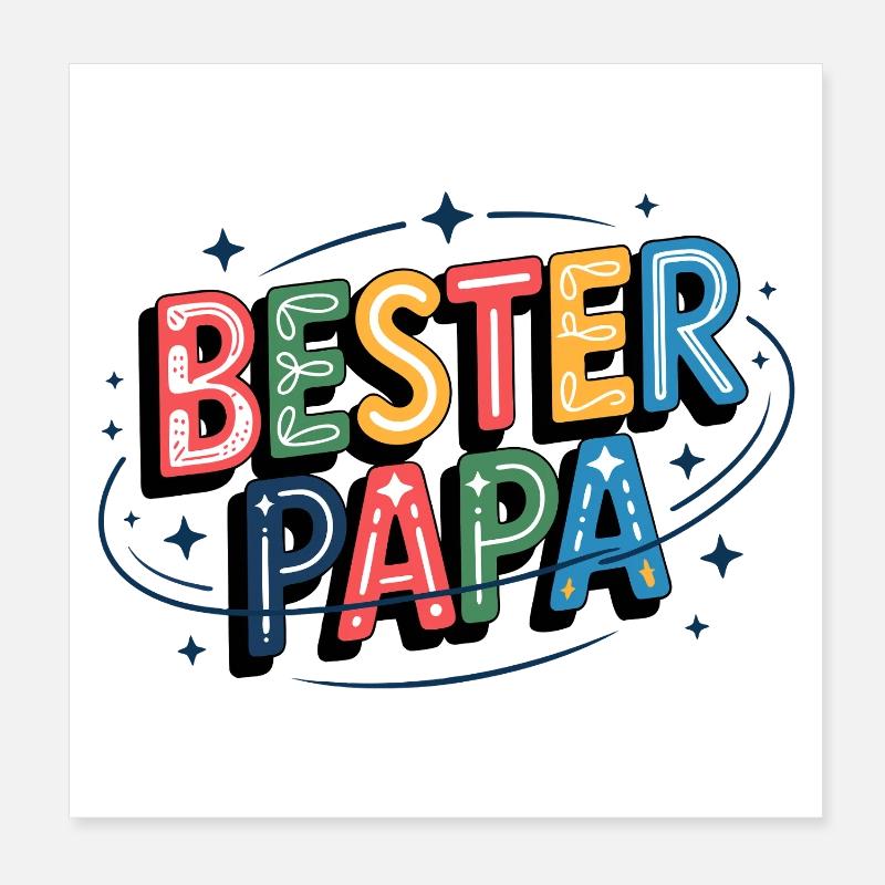 Bester Papa bunte Buchstabenillustration Poster 20x20 cm