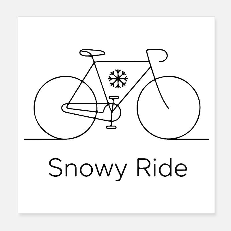Snowy Ride Bicycle Art Poster 8" x 8" (20x20 cm)