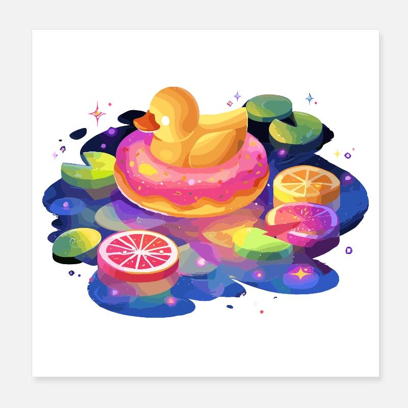 Fruity donut duck trip Poster 8" x 8" (20x20 cm)