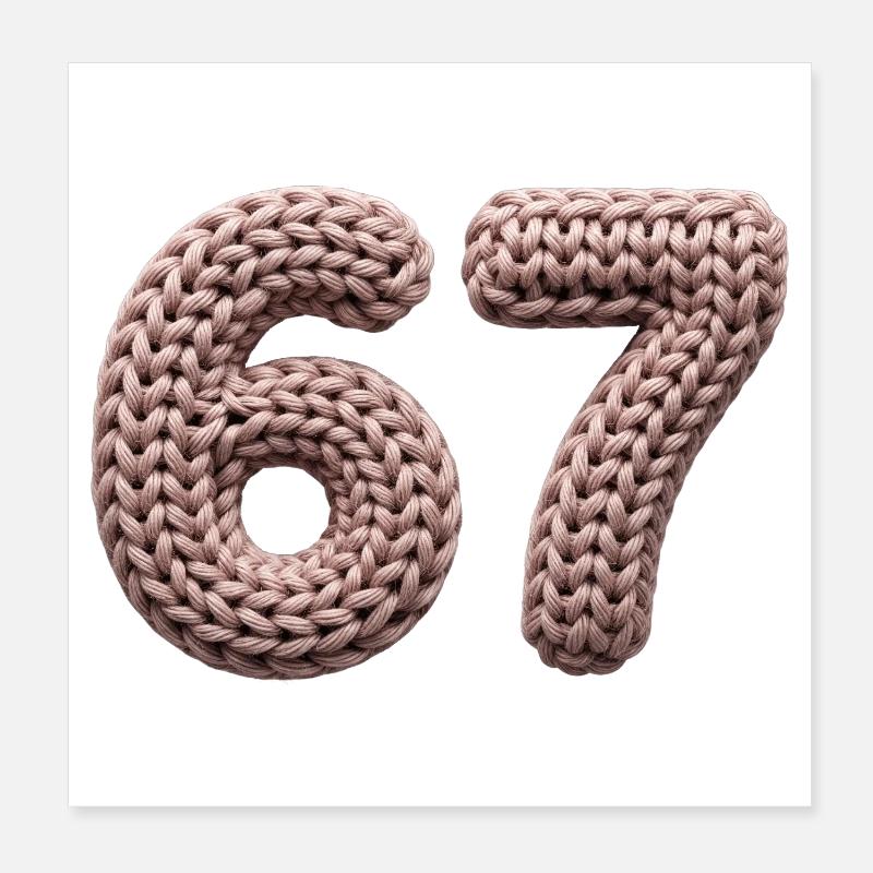 67 Memes – Pink Knitting Pattern Number Poster 8" x 8" (20x20 cm)