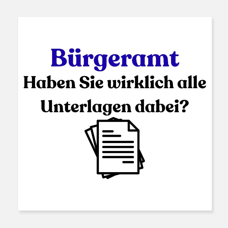 Chemise bleue typographie du bureau du citoyen Poster 20 x 20 cm