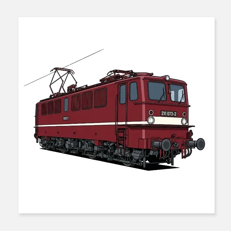 Rote Eisenbahn-Lokomotive BR 211 Poster 20x20 cm