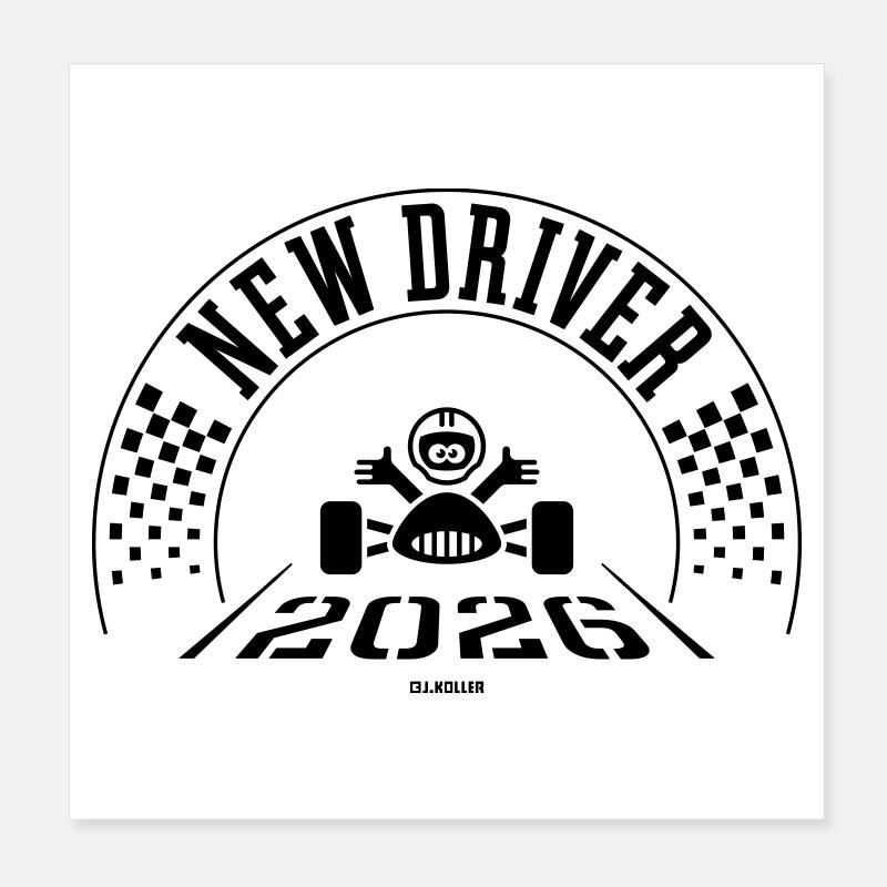 New Driver 2026 (Driving Licence / Black) Poster 8" x 8" (20x20 cm)