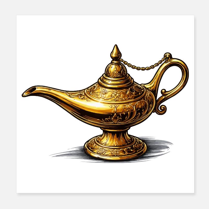Ornement de lampe à huile dorée Poster 20 x 20 cm
