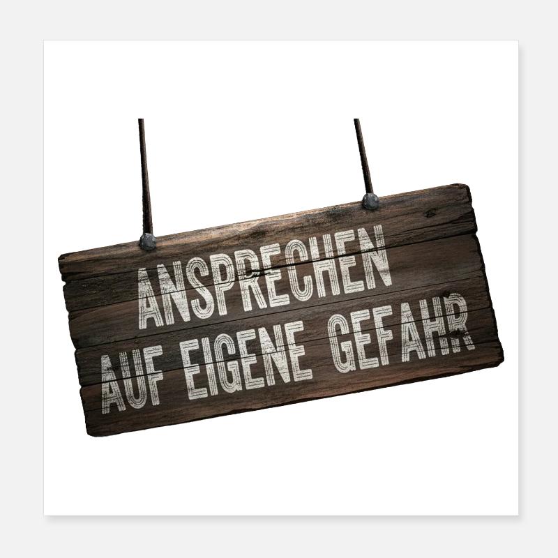 Adressez-vous à vos risques et périls – Bouclier de l’humour Poster 20 x 20 cm