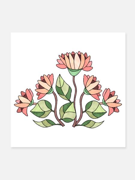 Fleur - Poster 20 x 20 cm - blanc - Devant