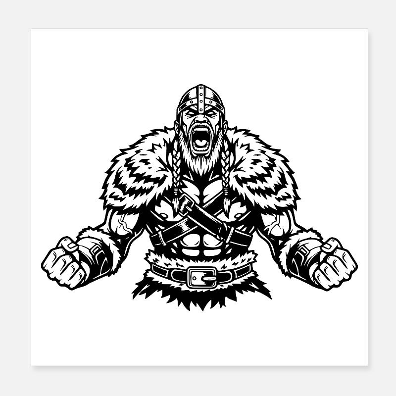 Wikinger Krieger – Nordisches Fantasy Design Poster 20x20 cm