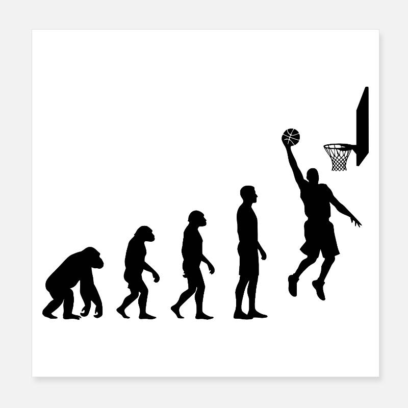 Basketball Evolution Human to Hoops Player Poster 20x20 cm