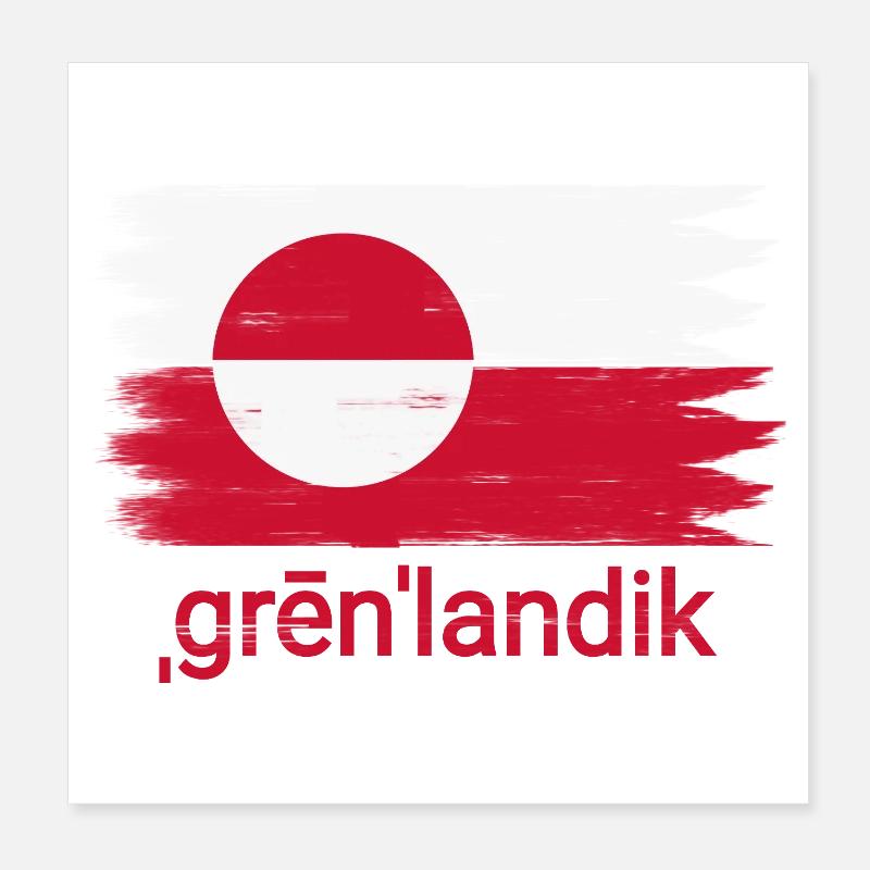 Grønlandik Flagge Poster 20x20 cm