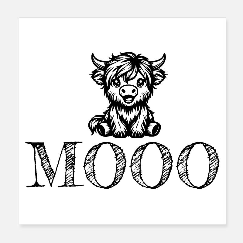Niedliches Kuhdesign Mooo Poster 20x20 cm