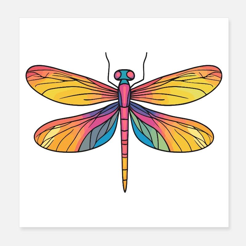 Regenbogen Libellenflügel Poster 20x20 cm