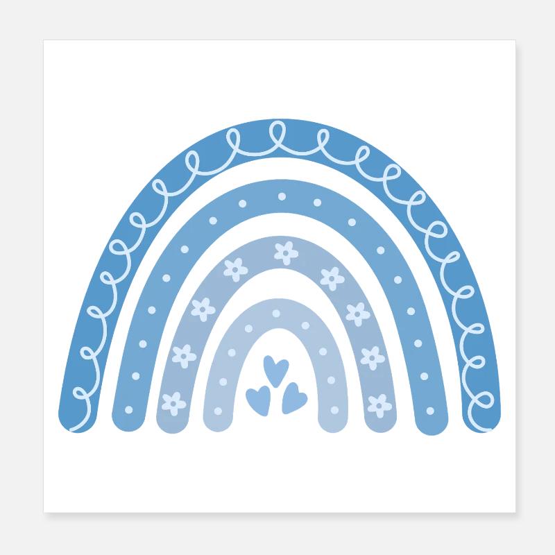 Boho Regenbogen blau Poster 20x20 cm