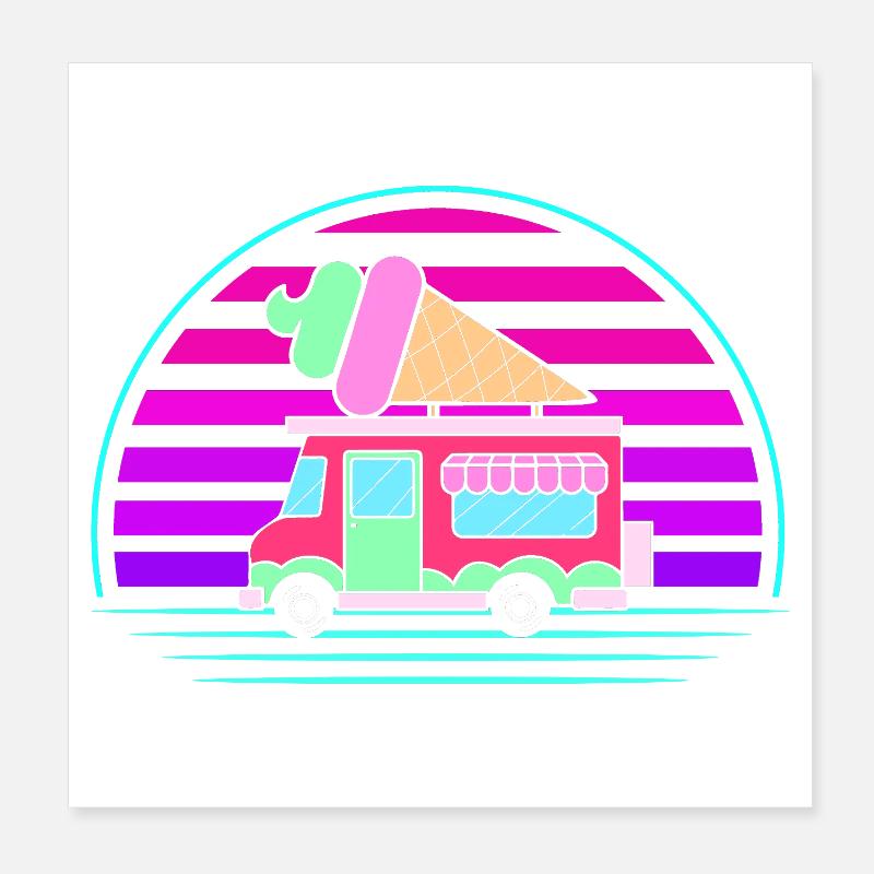 Glacier Camion de crème glacée Magasin de crème glacée Poster 20 x 20 cm