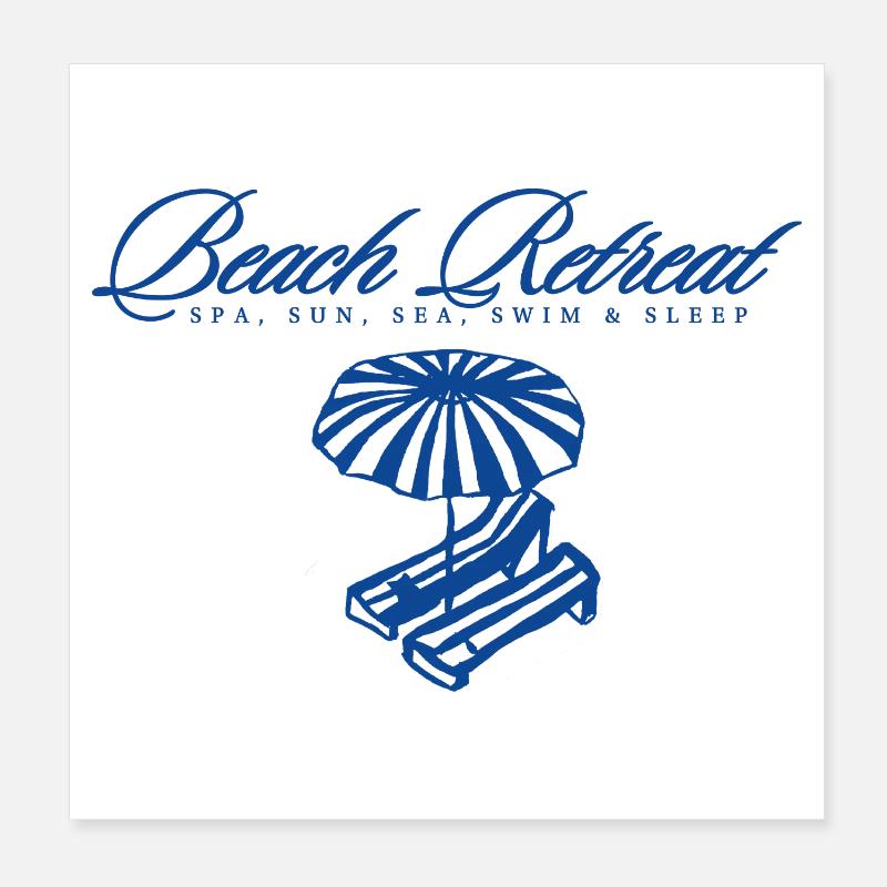 Strand Retreat Logo mit Sonnenschirm - Poster 20x20 cm - Weiß