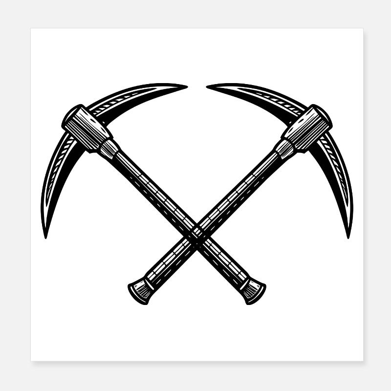 Cross Pickaxes Poster 8" x 8" (20x20 cm)