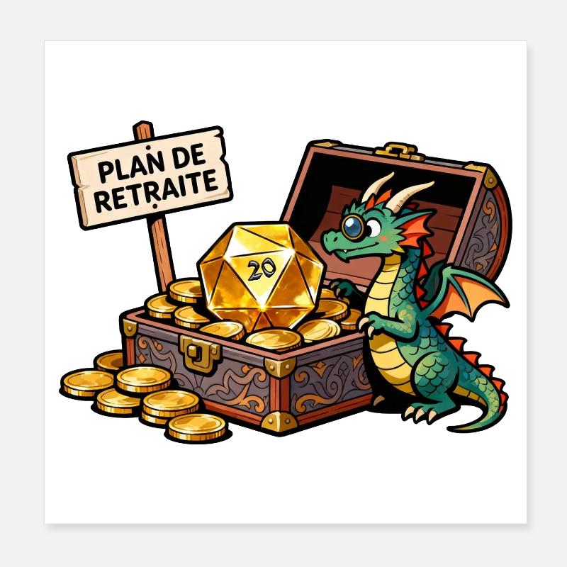 Dragon Plan de Retraite Trésor Poster 20 x 20 cm