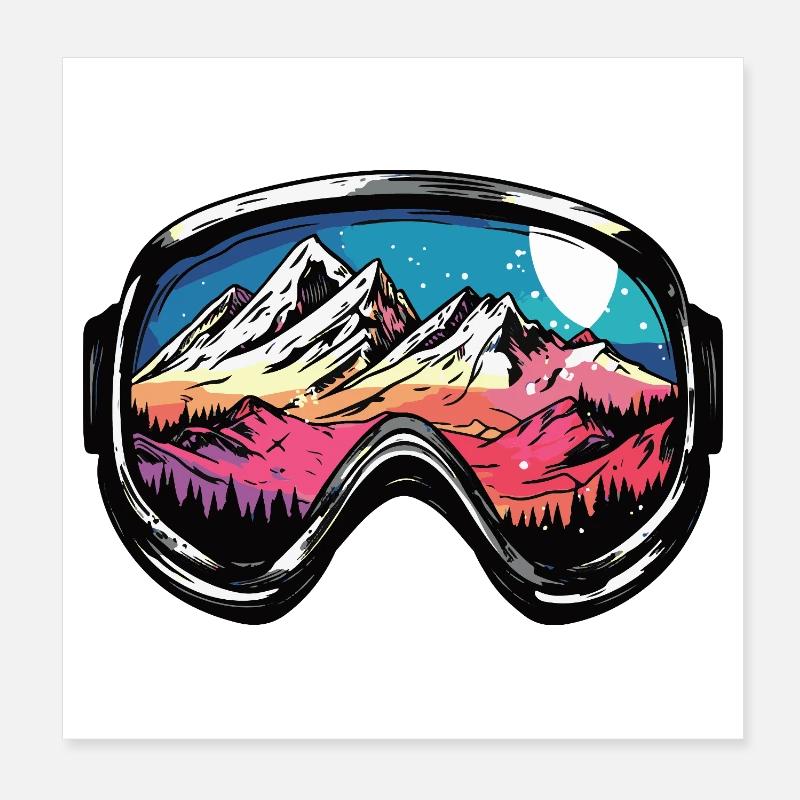 Lunettes de ski Montagnes Ski Poster 20 x 20 cm