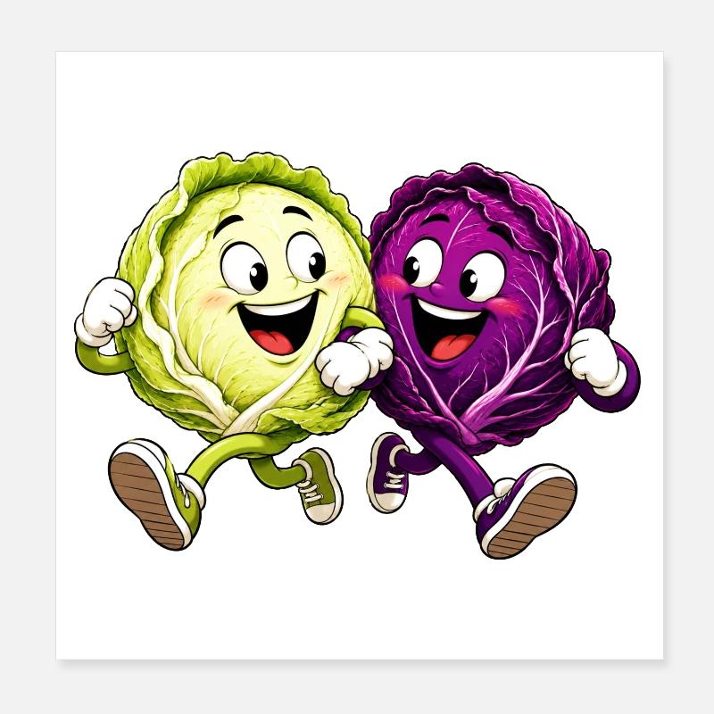 Happy cabbages Poster 8" x 8" (20x20 cm)