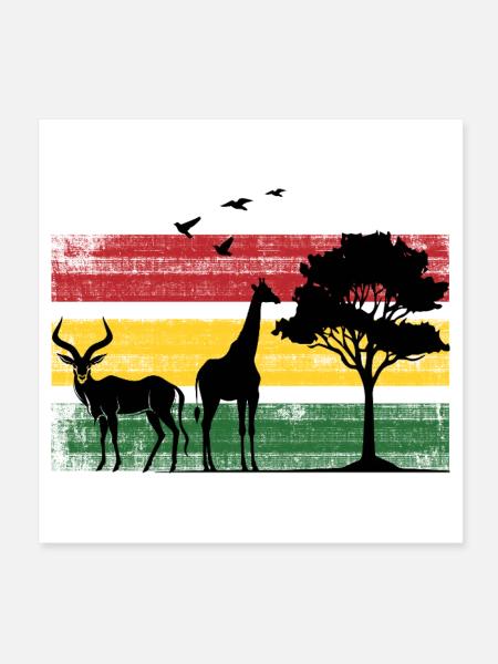 Afrika Safaritour Tiere Africa Five Urlaub - Poster 20x20 cm - Weiß - Vorne