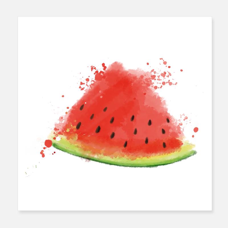 Melone - Wassermelone - Poster 20x20 cm - Weiß