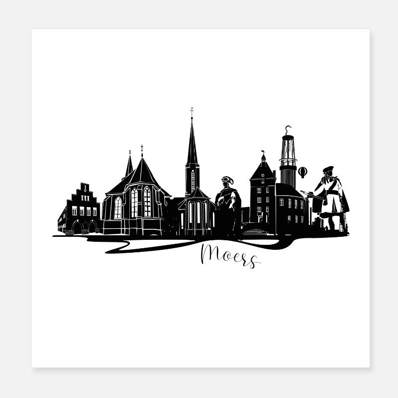 Old Town Silhouette Moers Poster 8" x 8" (20x20 cm)