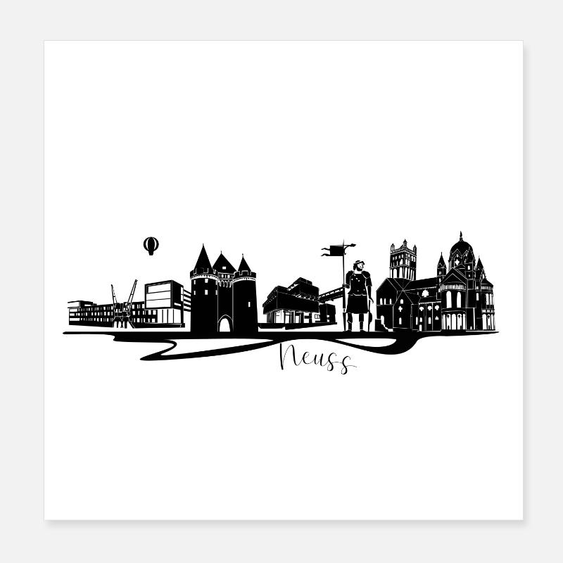 Abstrakte Stadtdesign Neuss - Poster 20x20 cm - Weiß