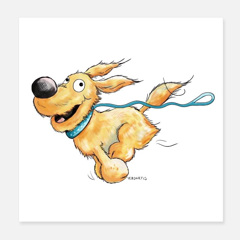 Running Dog Poster 8" x 8" (20x20 cm)