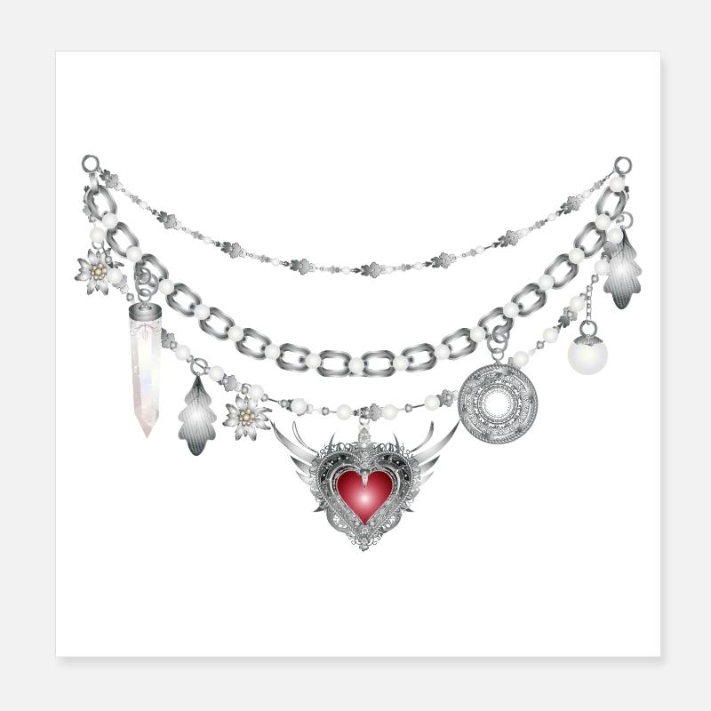 antique silver dirndl charivari with many followers Poster 8" x 8" (20x20 cm)