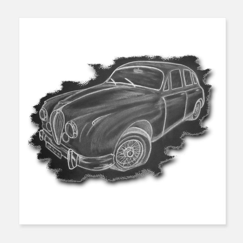 Oldtimer - Dessin Poster 20 x 20 cm