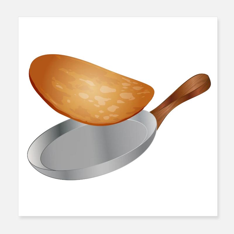 tourner les crêpes dorées dans la poêle Poster 20 x 20 cm