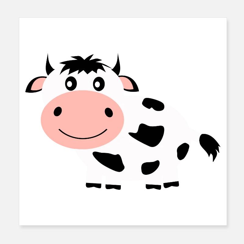 Cow black and white comic Poster 8" x 8" (20x20 cm)