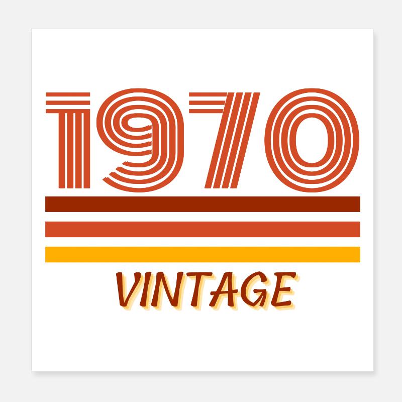 année de naissance, 1970, année 70, vintage Poster 20 x 20 cm