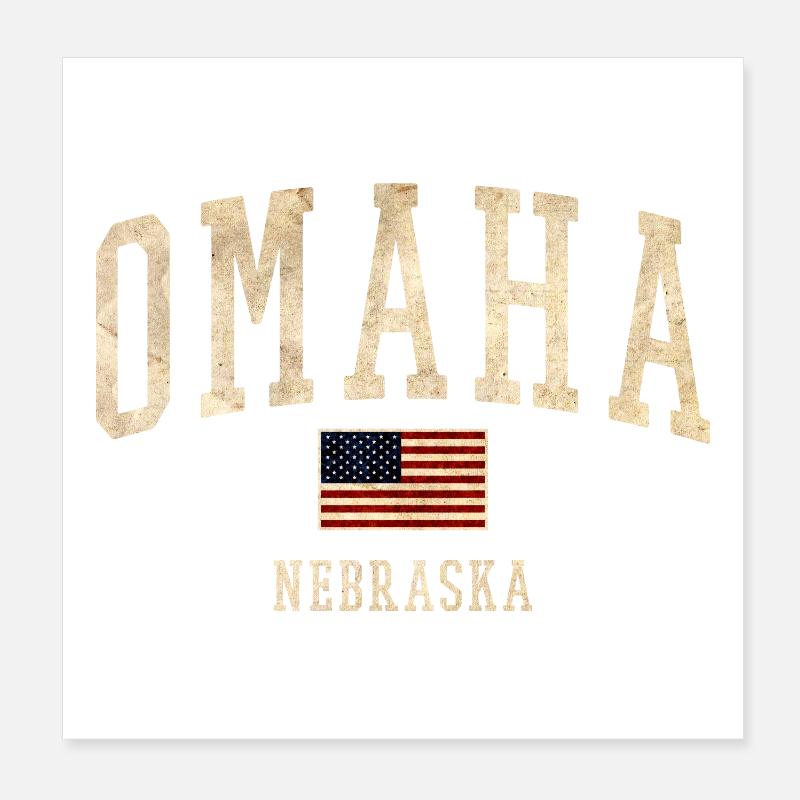 Omaha Nebraska Vintage Patch - Poster 20x20 cm - Weiß