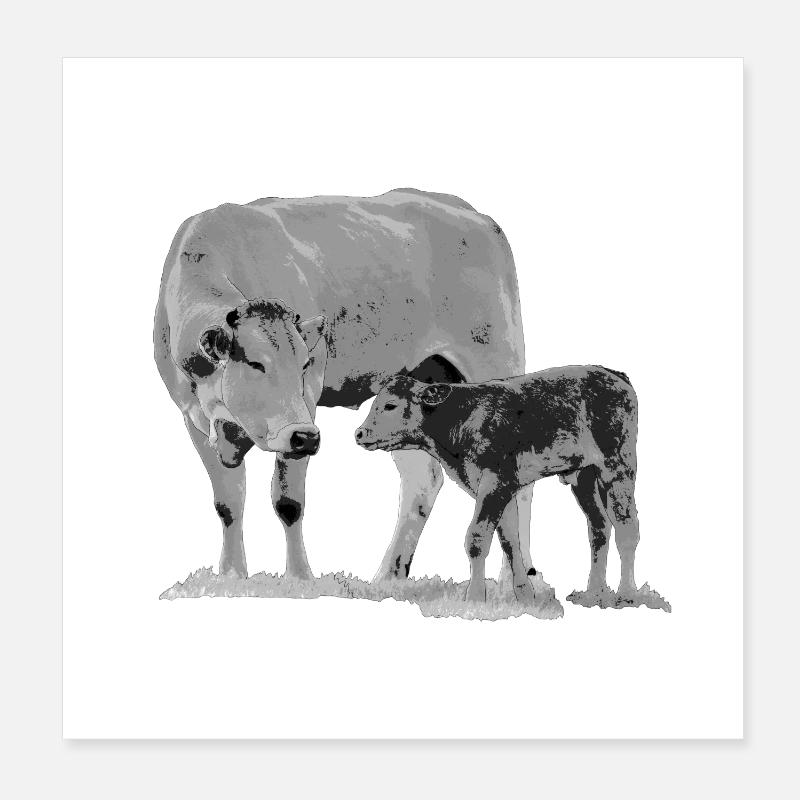 Cow with calf Poster 8" x 8" (20x20 cm)