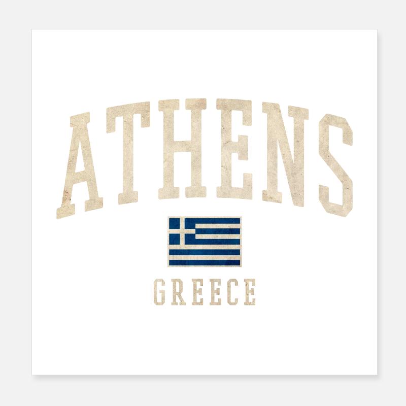 Athens Greece Vintage Varsity Poster 8" x 8" (20x20 cm)