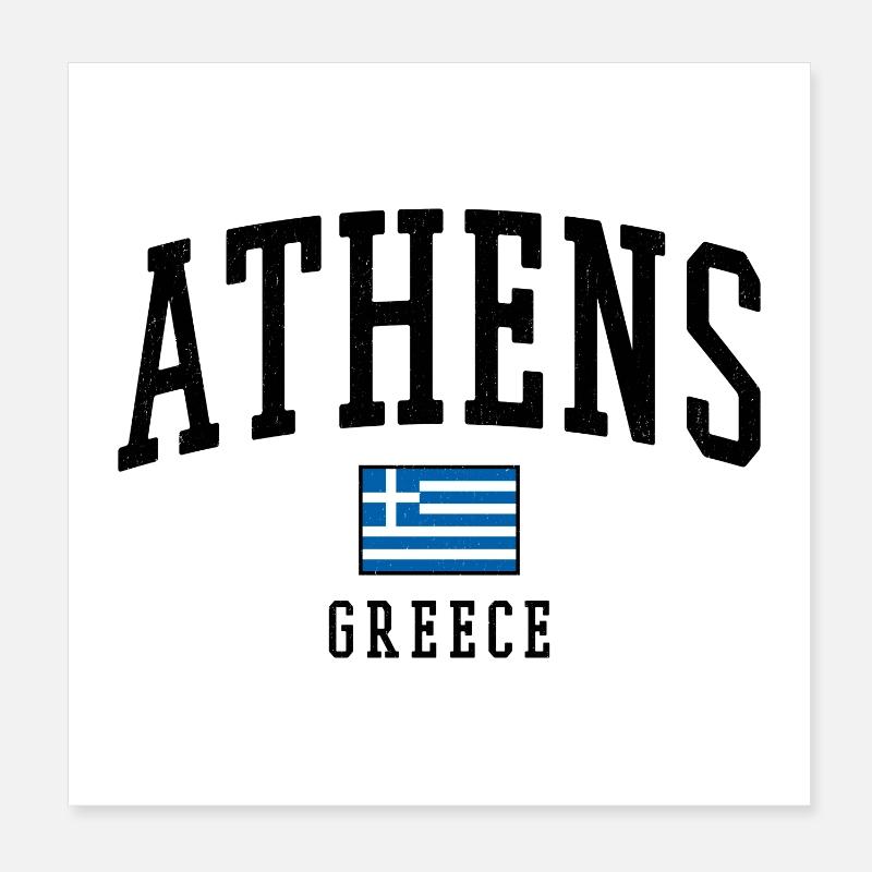 Motif du drapeau d’Athènes en Grèce graphique Poster 20 x 20 cm