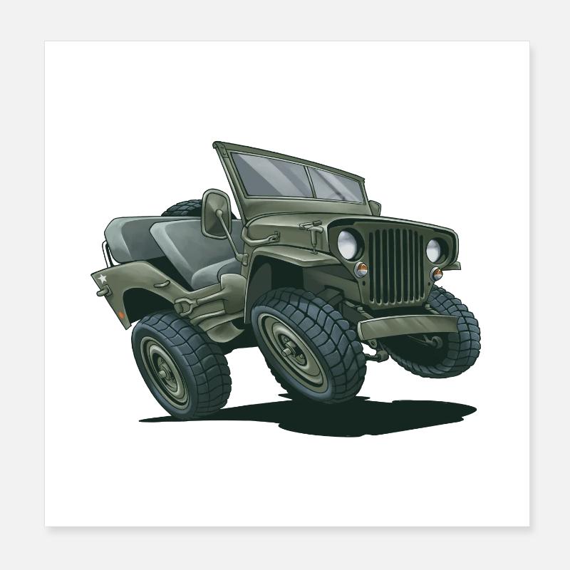 Willys MB Offroader 4x4 Millitary Oldtimer Us Army Poster 20x20 cm