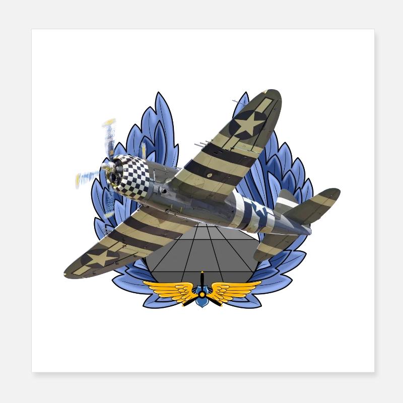 P-47 Thunderbolt Poster 8" x 8" (20x20 cm)