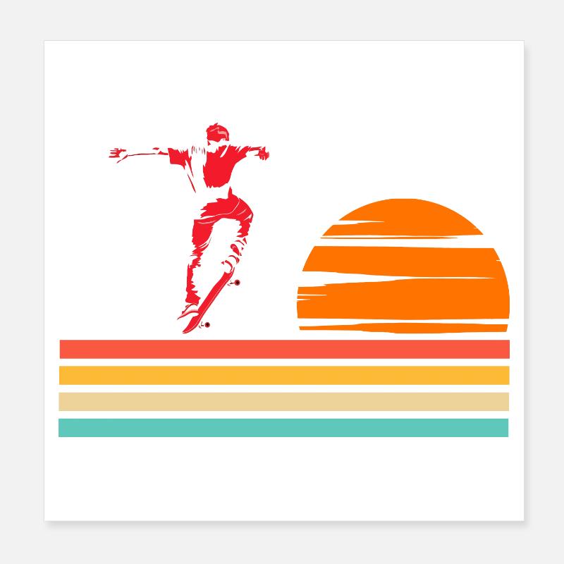 Skateboard Cool Skater Boy Sunset Poster 20 x 20 cm