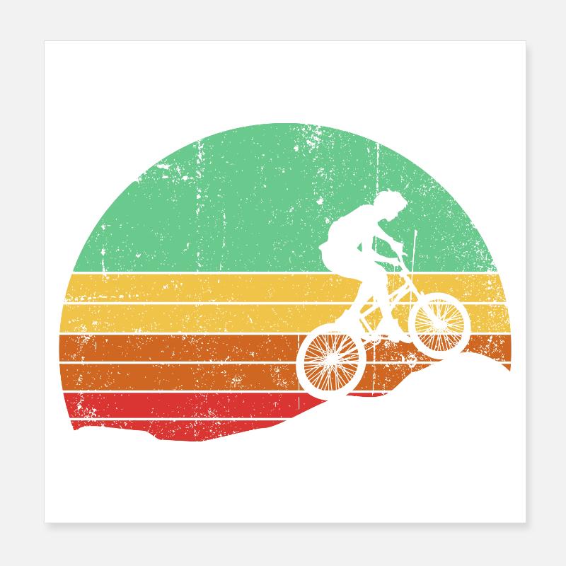 Retro Sunset Cyclist Silhouette Poster 8" x 8" (20x20 cm)