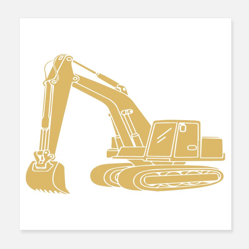 Baggerfahrer Silhouette - Baugeräteführer Poster 20x20 cm