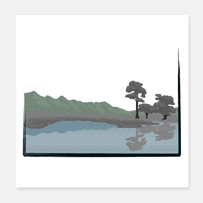Landschaft mit See modifiziert Poster 20x20 cm
